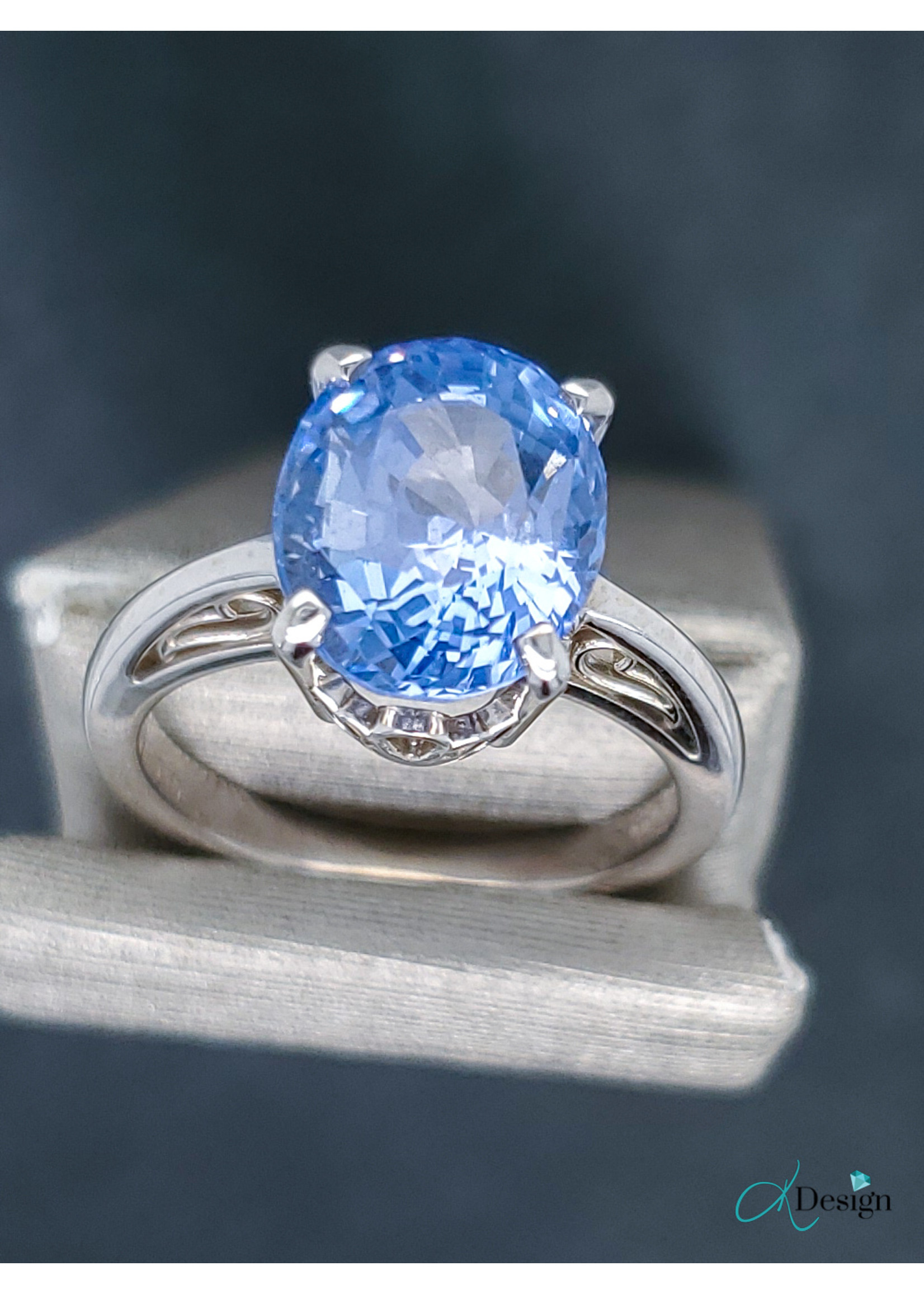 Vintage Vintage Cornflower Sapphire 14k WG 5.21ctw Sz 6.25