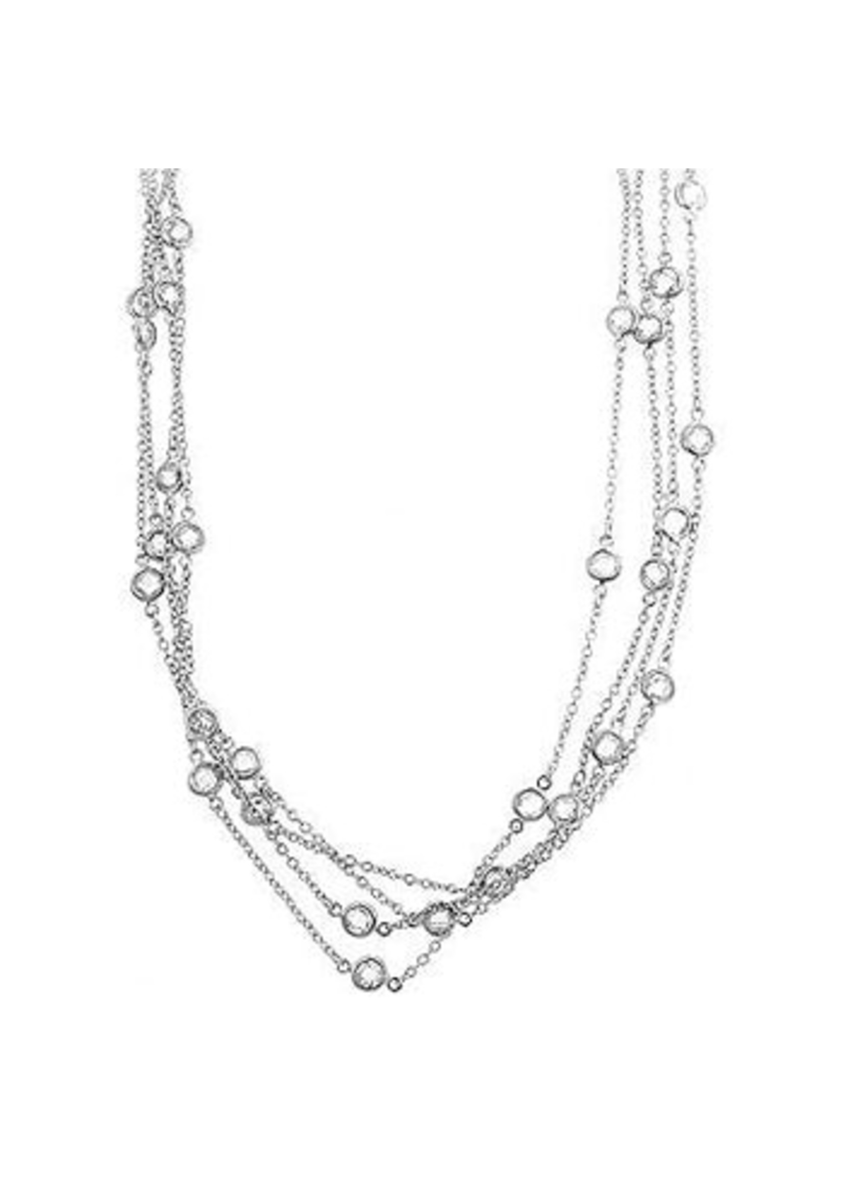 KDesign Regal Collection Layered Bezel Rhodium Plated Finish Necklace