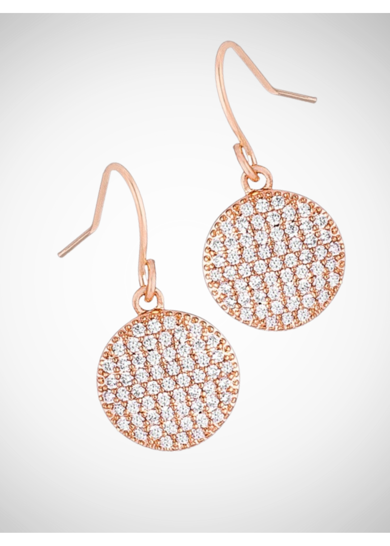 KDesign Regal Collection .6 Ct Elegant CZ Rose Gold Plated Disk Earrings