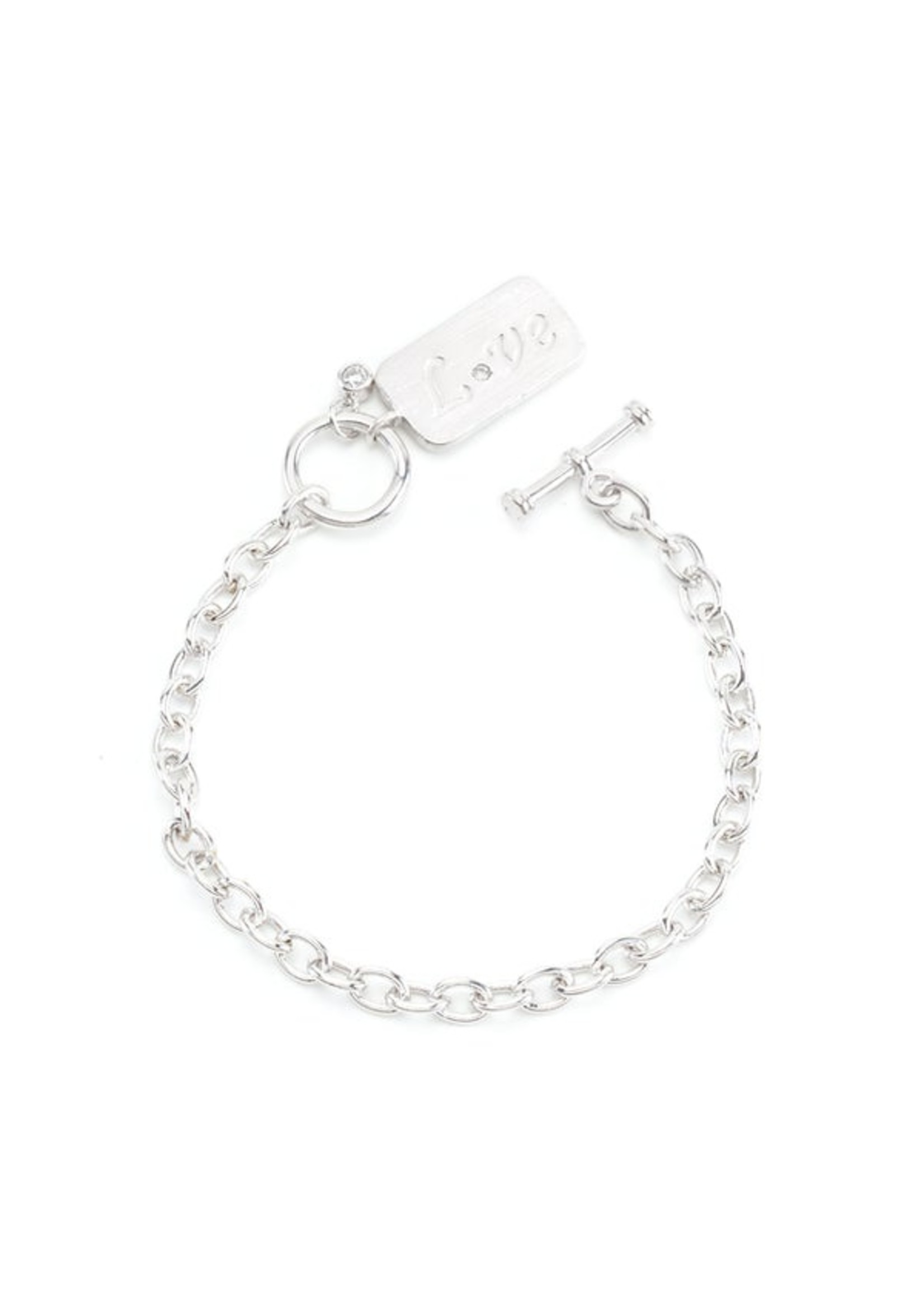 KDesign Regal Collection Rhodium Plated Finish Love Charm Bracelet