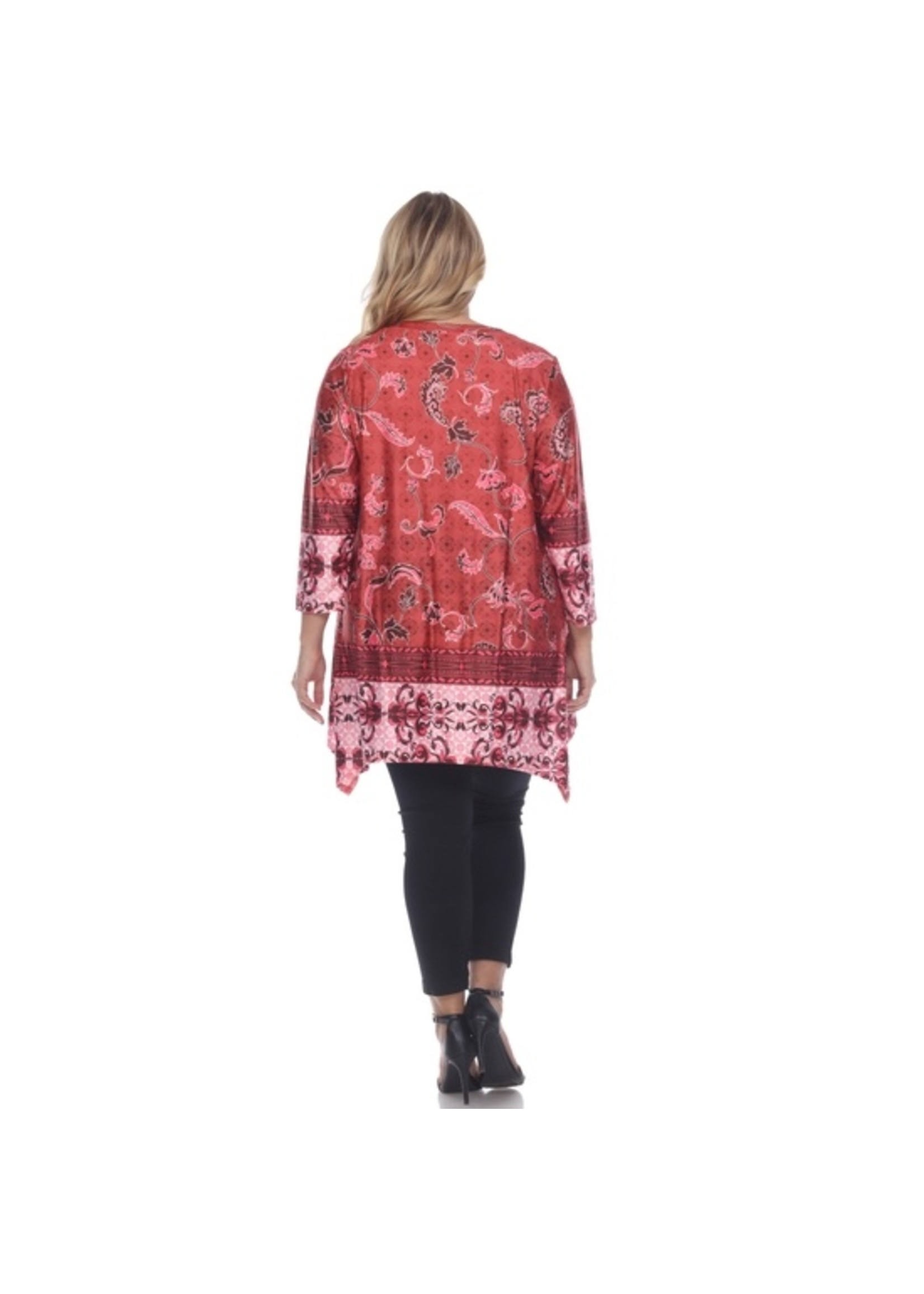 Plus Size Victorian Print Tunic Top with Pockets