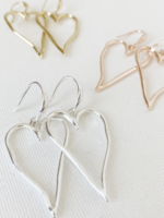 Wavy Shiny Metallic Heart Drop Earrings w/Shepherd Hooks
