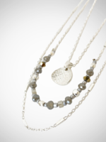 Caracol Triple Chain Necklace w/Natural Stones