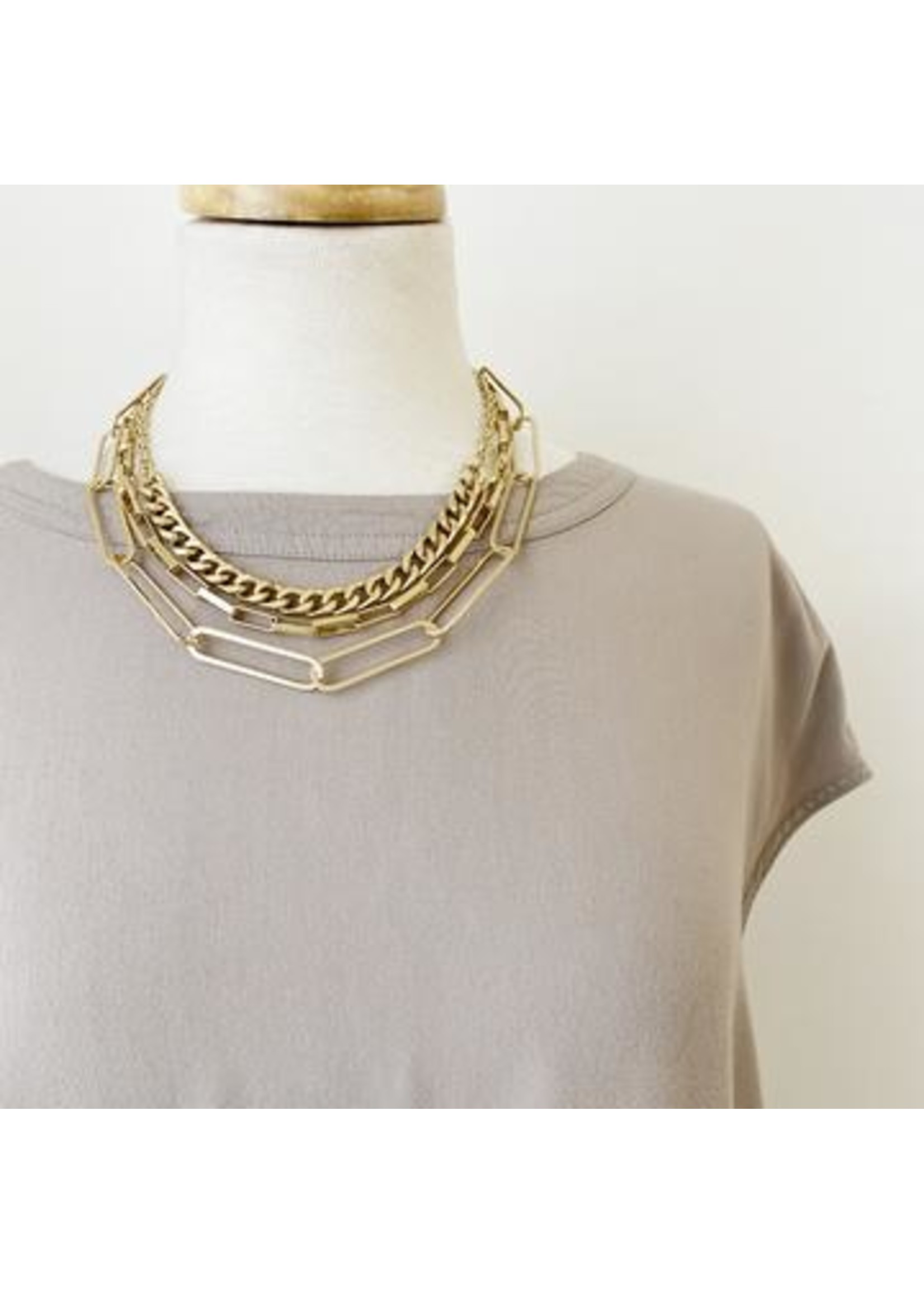 Caracol Statement Necklace Maxi Link Metal Worn Finish