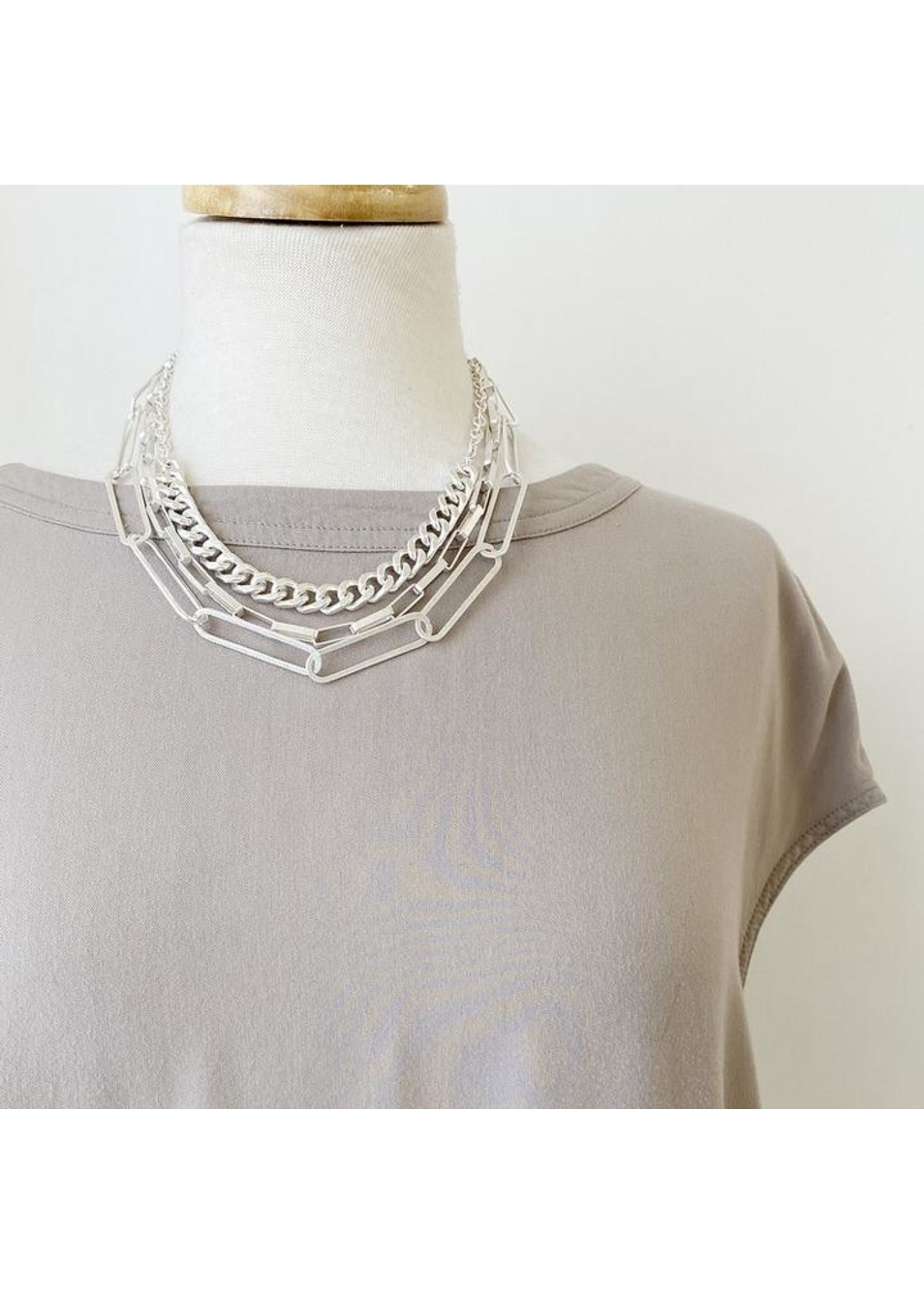 Caracol Statement Necklace Maxi Link Metal Worn Finish