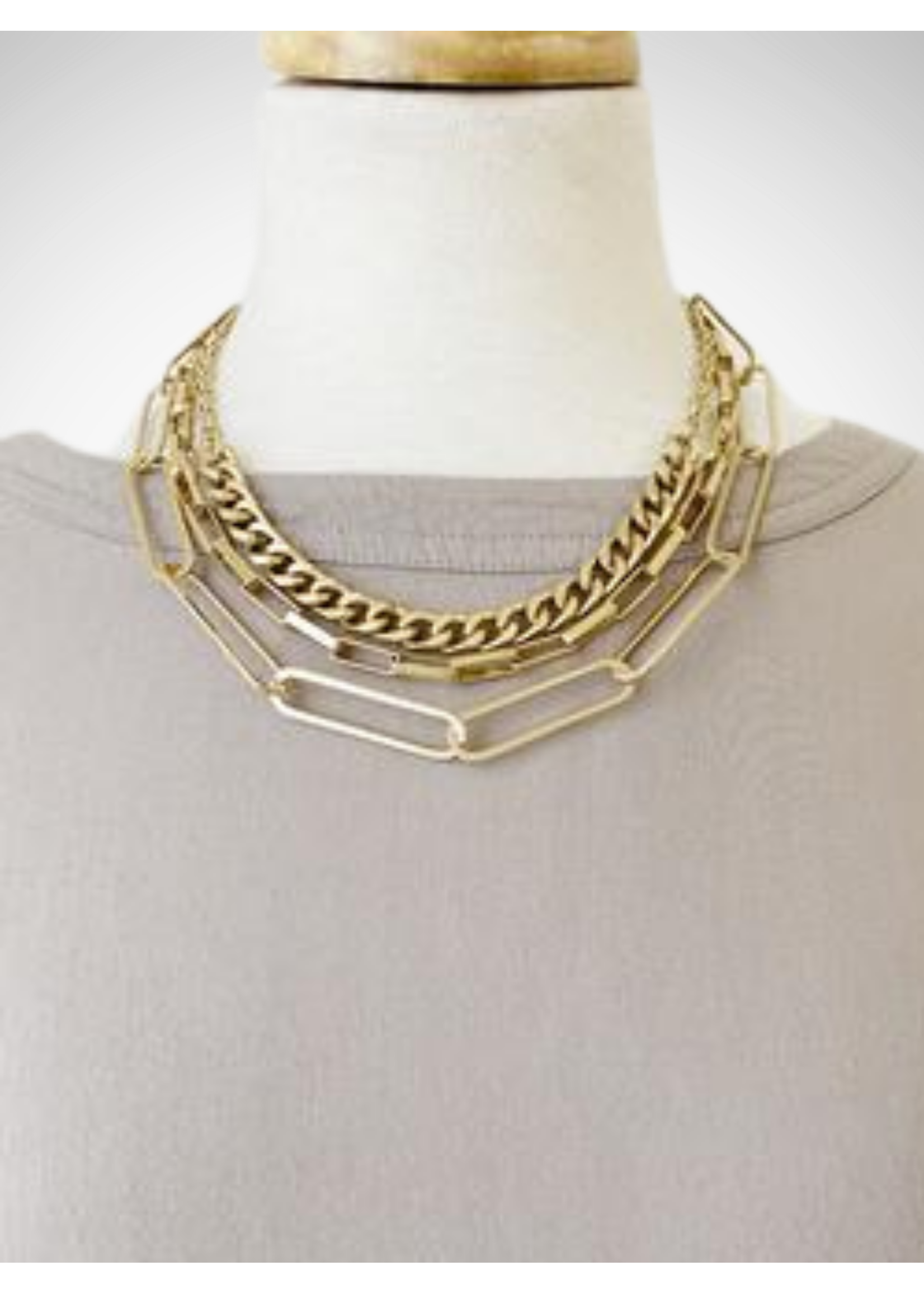 Caracol Statement Necklace Maxi Link Metal Worn Finish