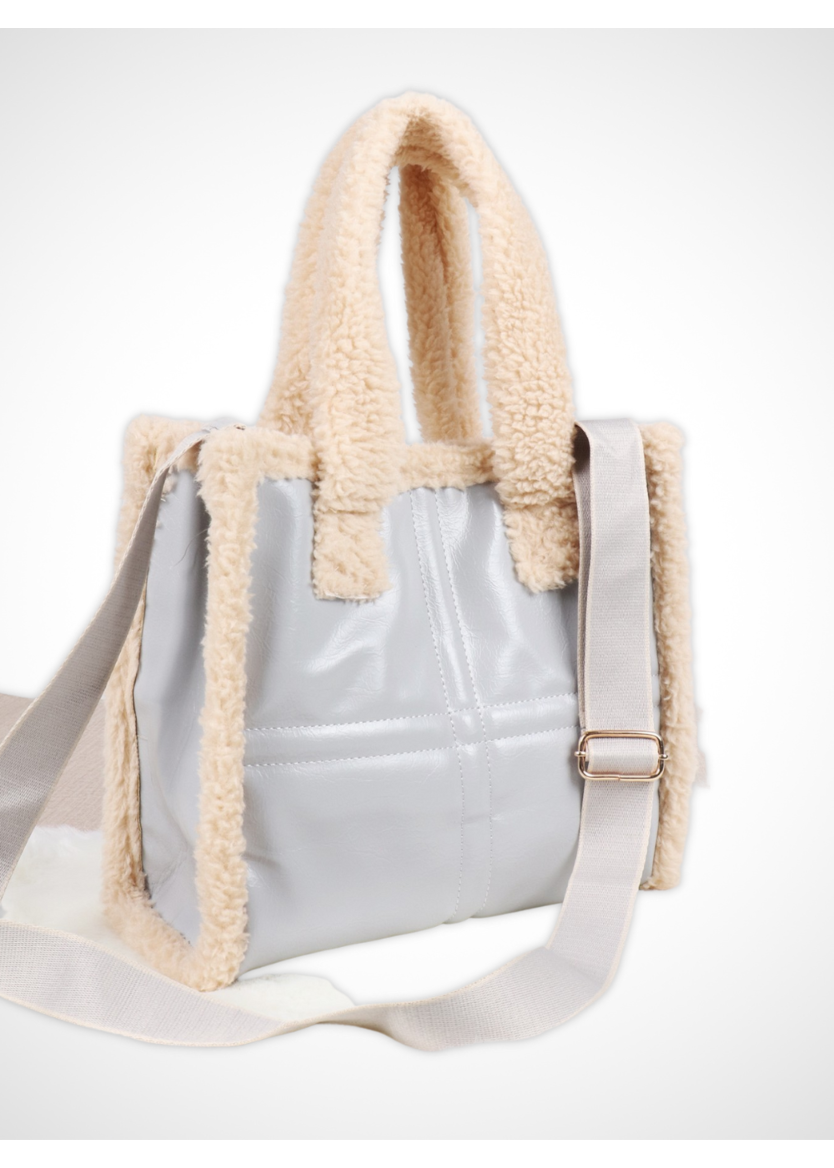 Faux Fur Satchel Light Blue