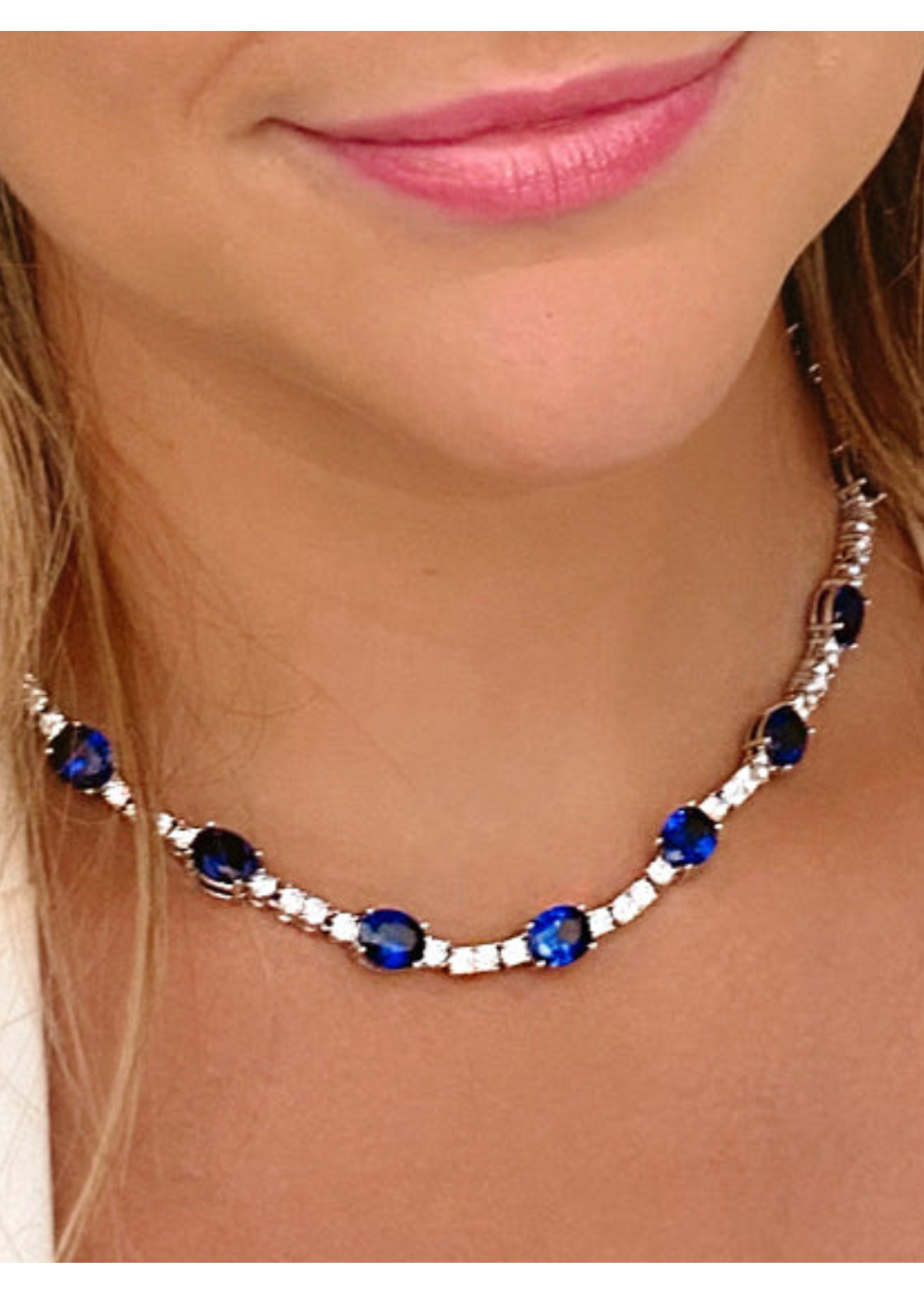 Anna Zuckerman Luxury AZL Victoria 56 Necklace Blue Sapphire