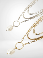 Caracol 3 Rows Delicate Necklace W/ Pearls