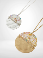 Caracol Metal & Resin Round Pendant Necklace