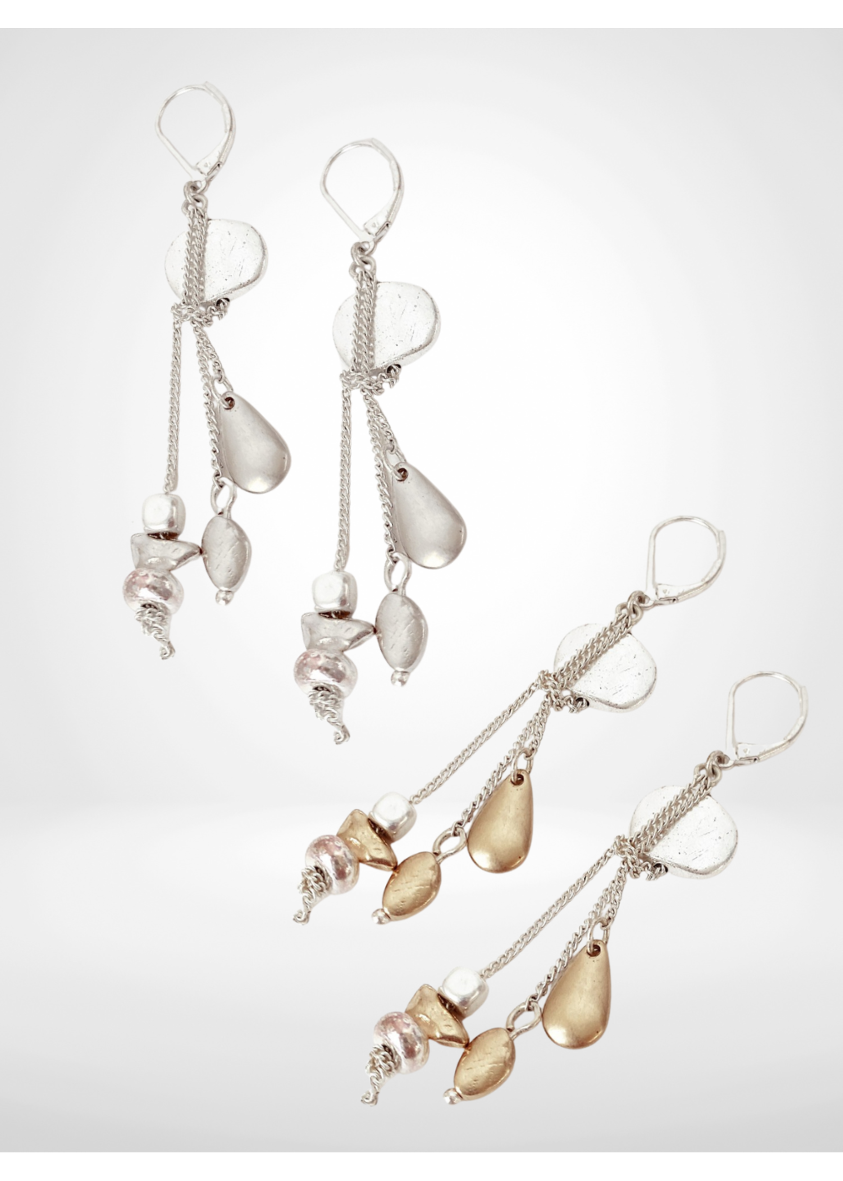 Caracol Multi Metal Pieces On D Hook Earrings