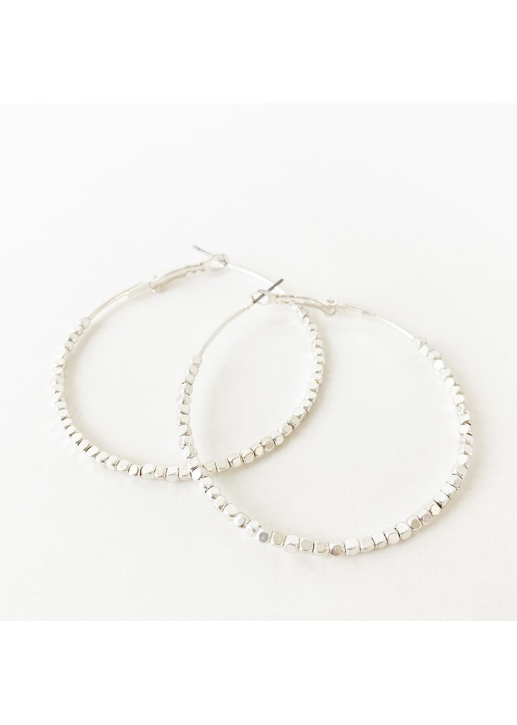 Caracol Mini Metal Beads Hoops Silver