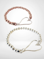 Caracol Small metal Beads & Waved Heart Bracelet