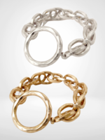 Caracol Metal Links & Waved Ring In Worn Finish Bracelet