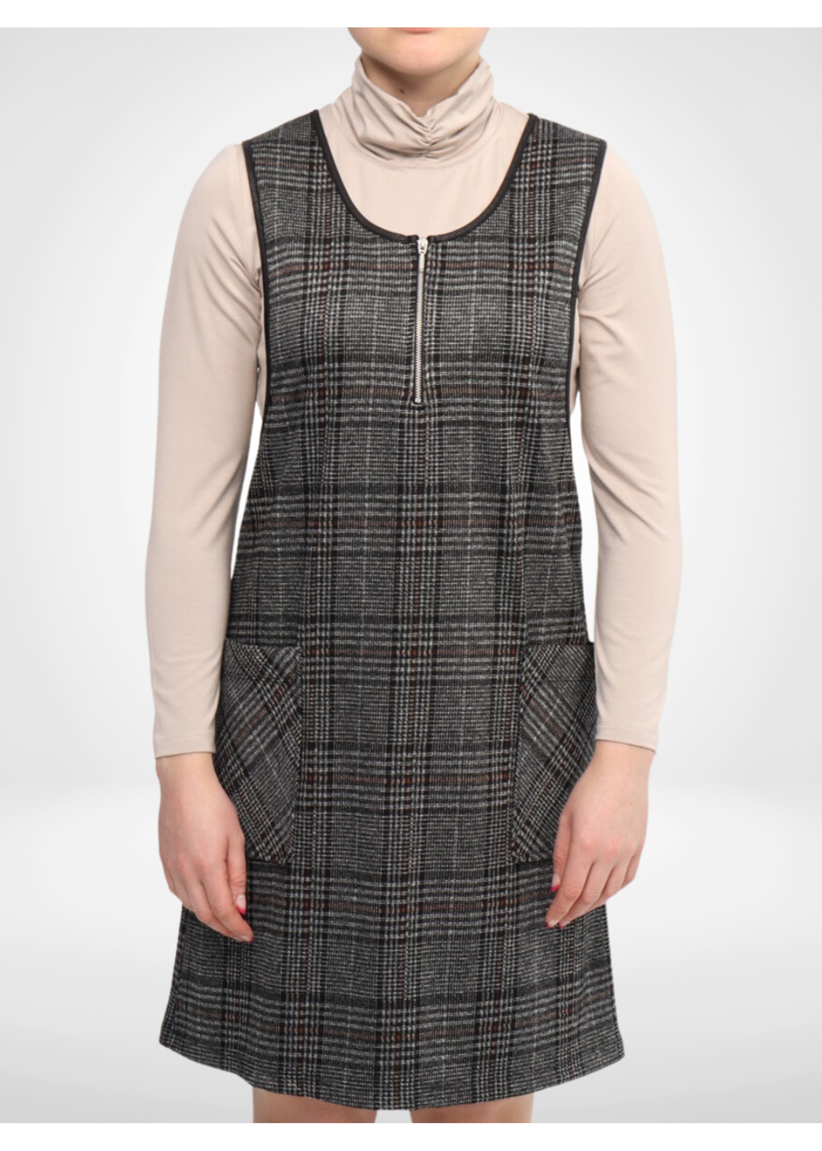 Moffi International Moffi Zipped Plaid Jumper
