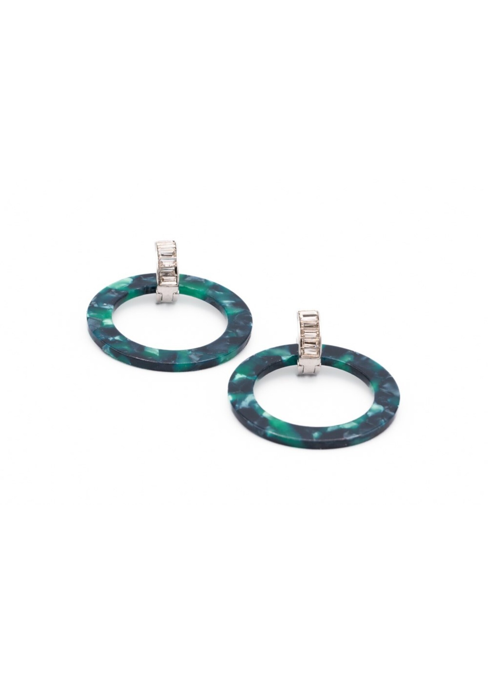 Caracol Resin Rings On Hoops With Crystals