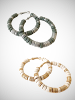 Caracol Wood & Metal Beads Hoops On Posts