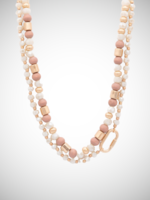 Caracol 2 Row Necklace w/glass & wood Beads