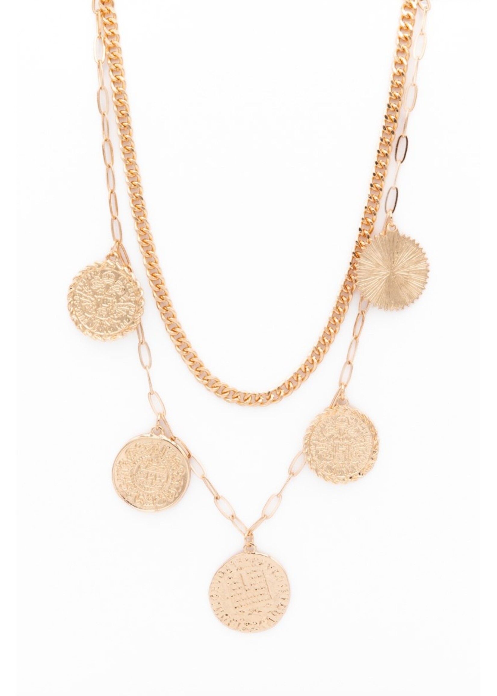 Caracol 2 Row Necklace W/Metal Charms