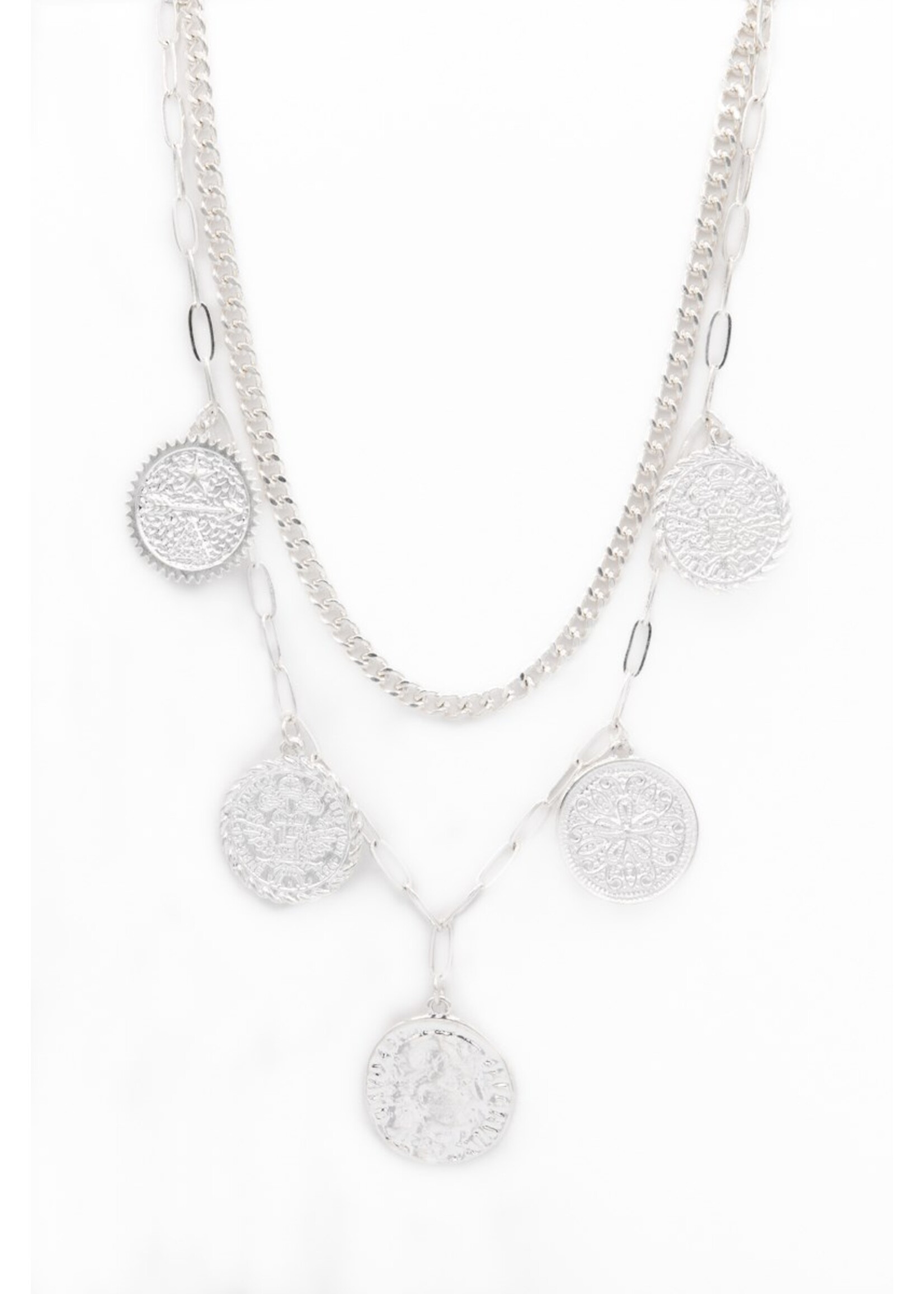 Caracol 2 Row Necklace W/Metal Charms