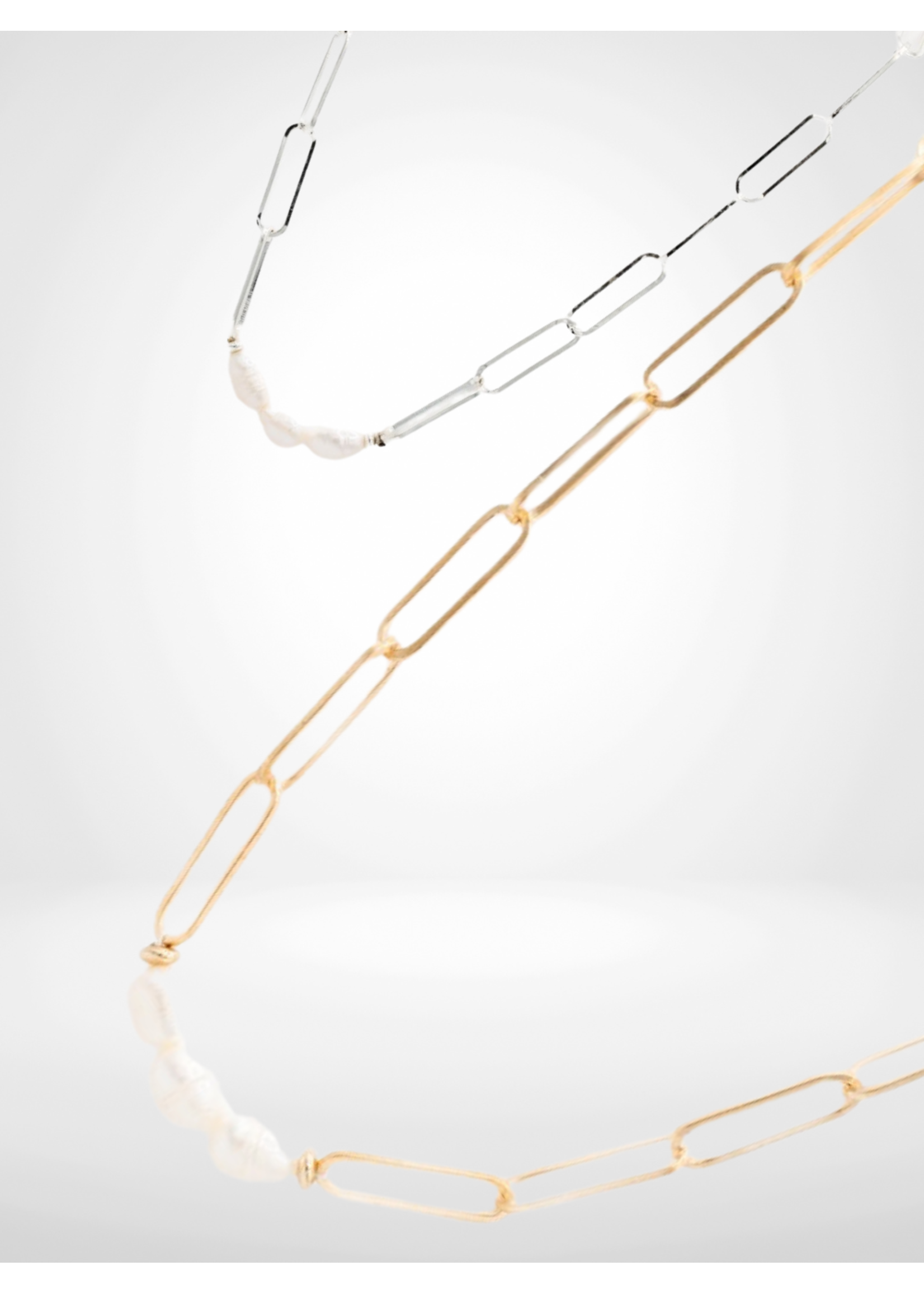 Caracol Paperclip Link Chain & Pearl Trio