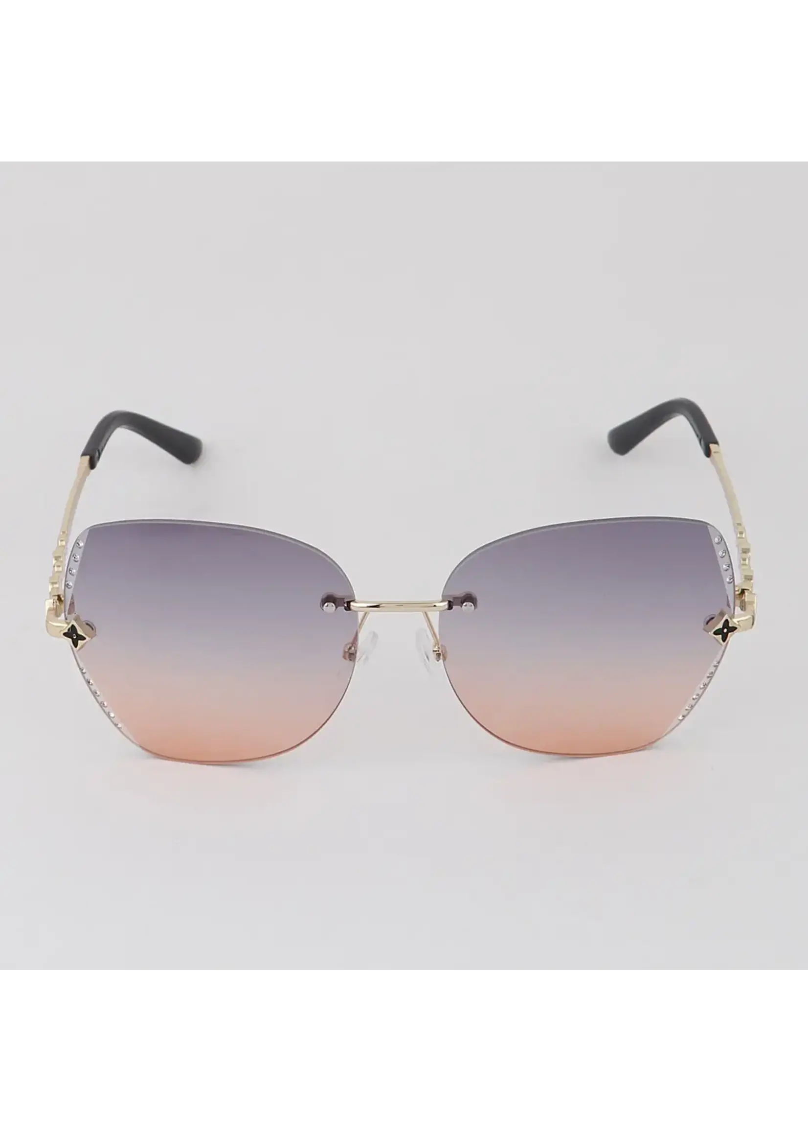 2.5 Beaded Rhinestone  Shield Sunglasses