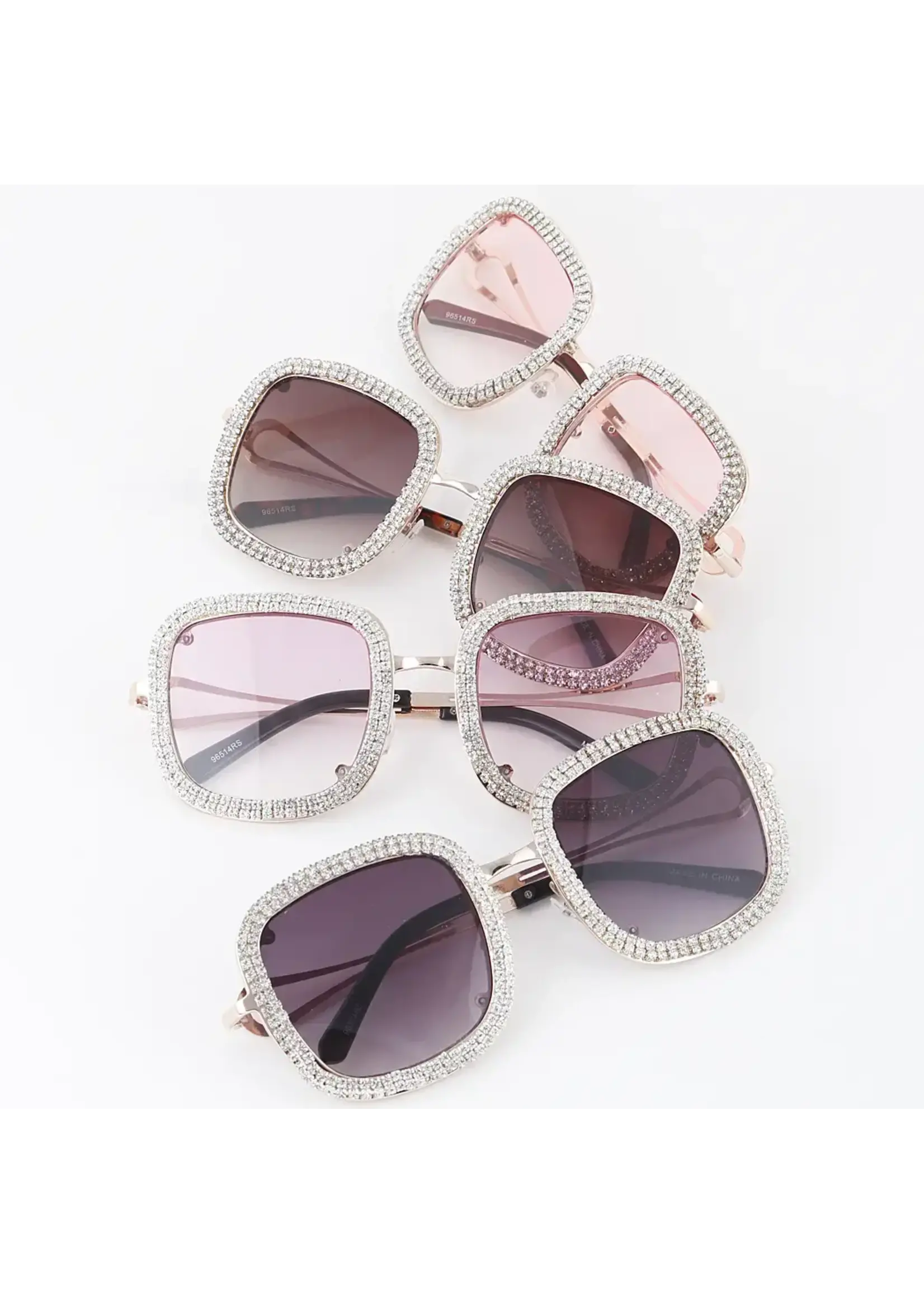 Beaded Rhinestone  Shield Sunglasses