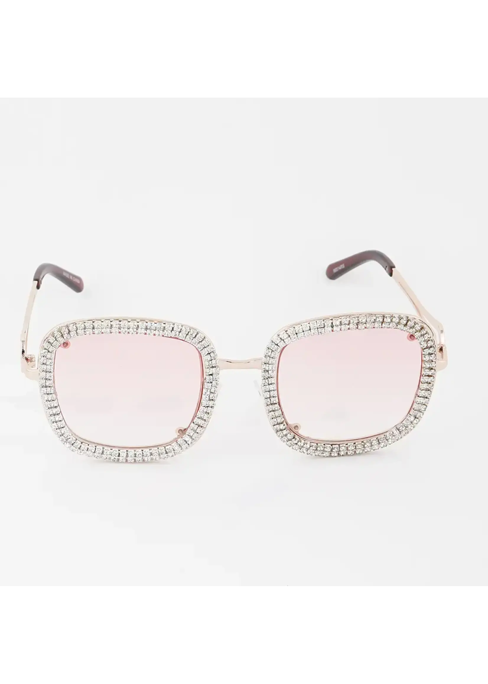 2.5 Beaded Rhinestone  Shield Sunglasses
