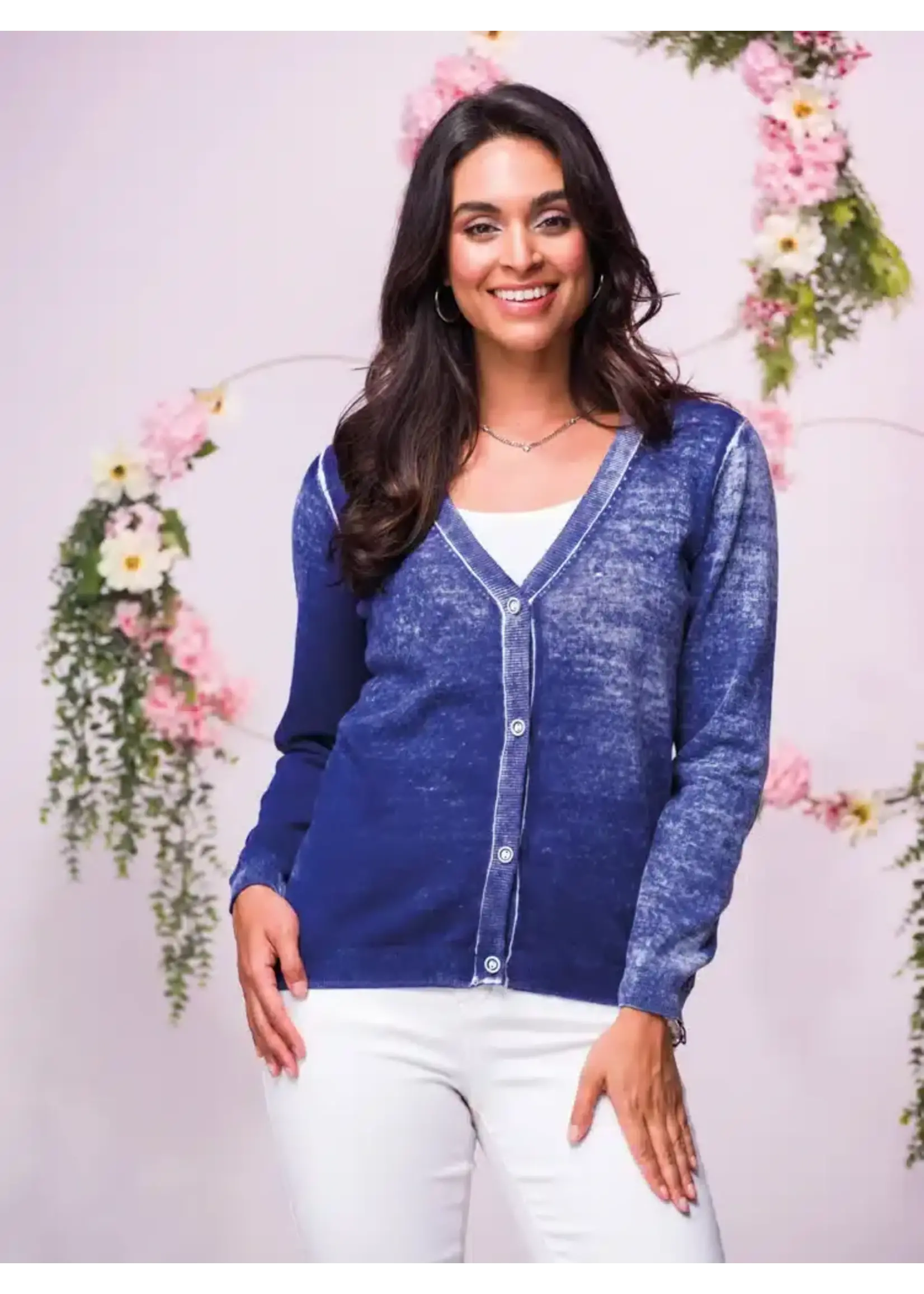 Knit Button Up Cardigan Faded Blue