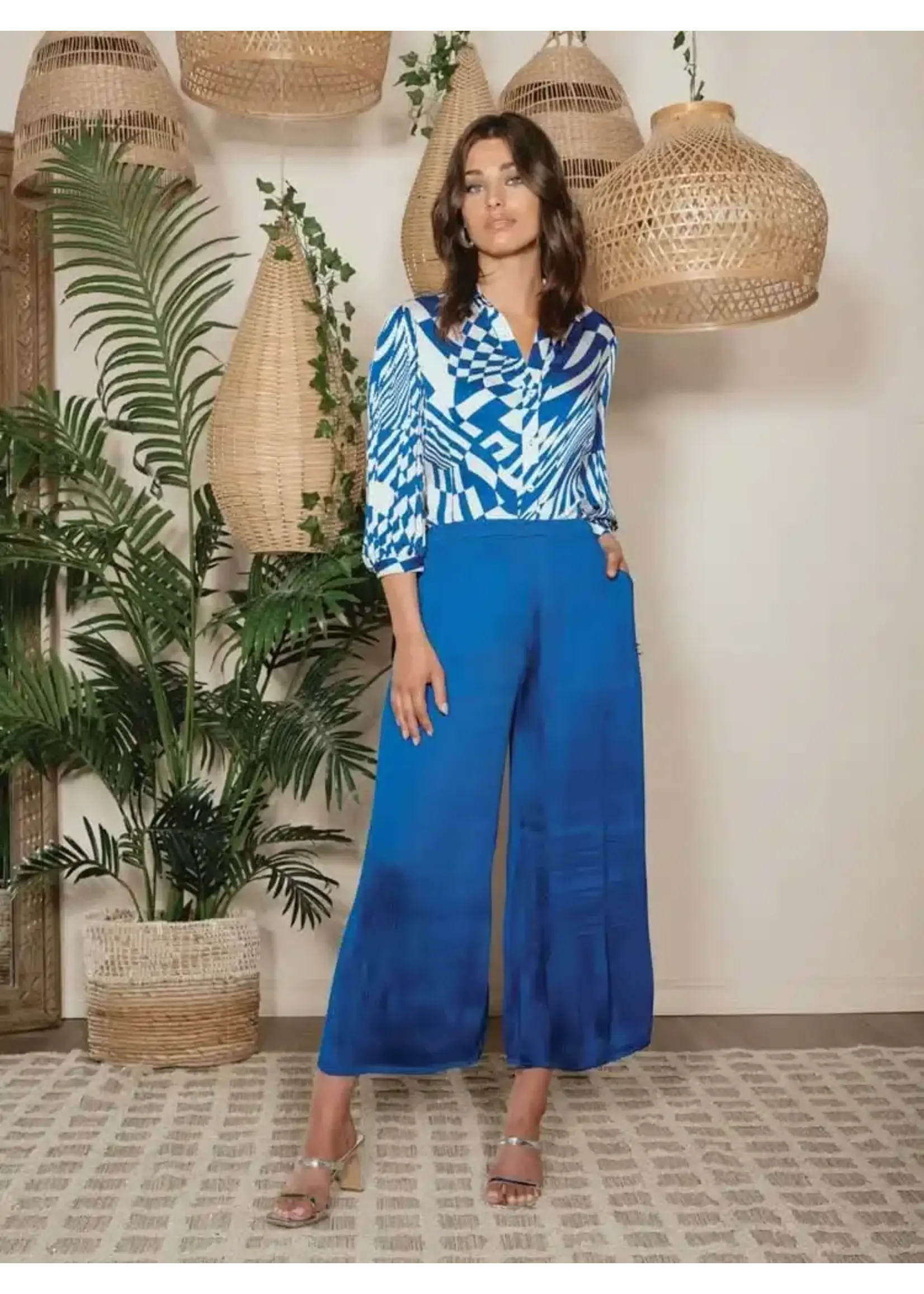 Alison Sheri AS Pleated Palazzo Pant Cobalt Blue