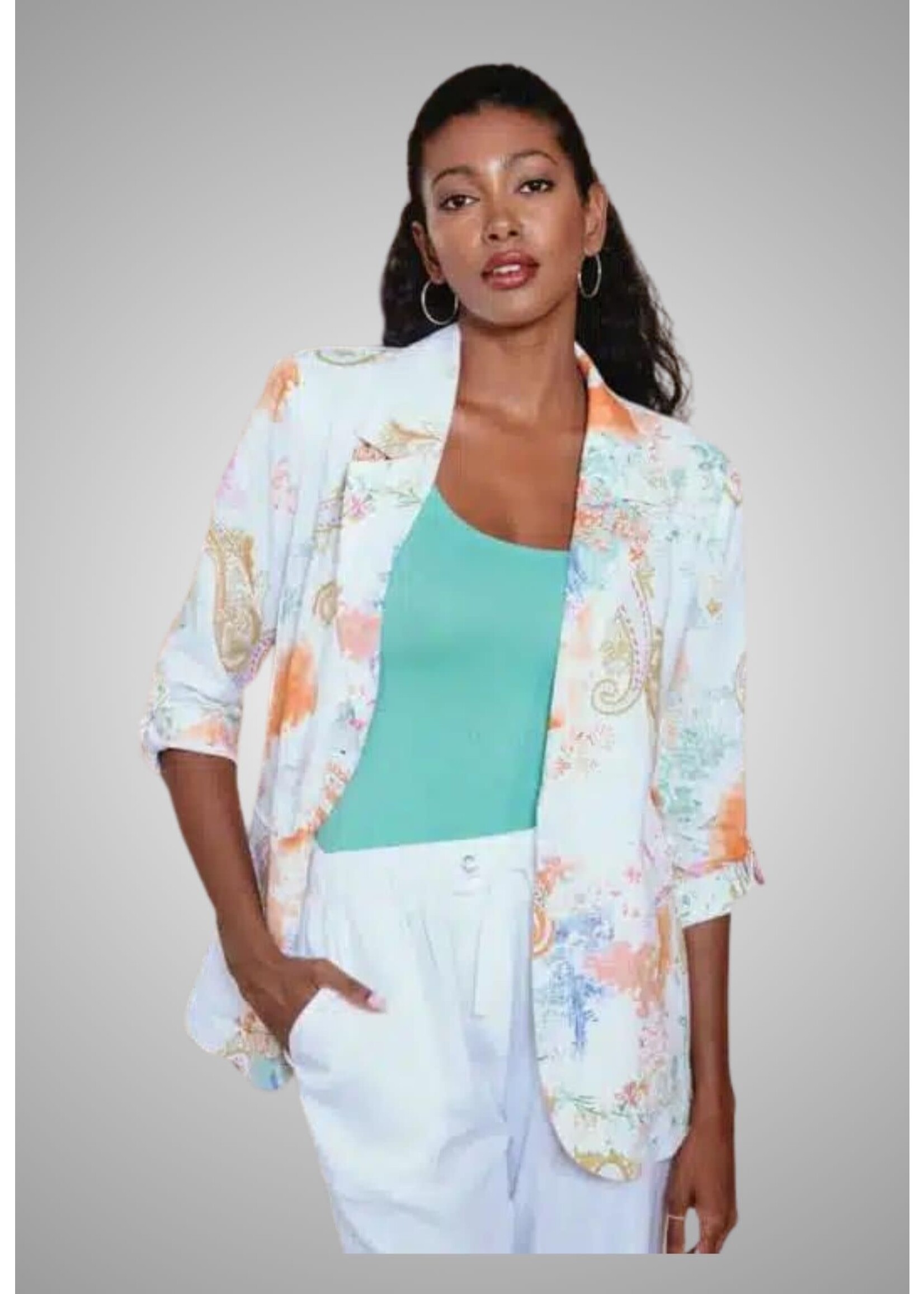 Alison Sheri AS flower Print White Jacket