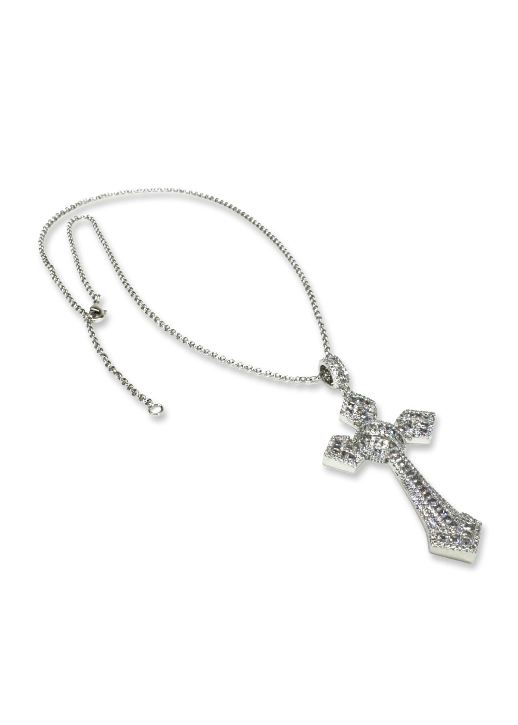 Jacqueline Kent JK Cross Silver Necklace