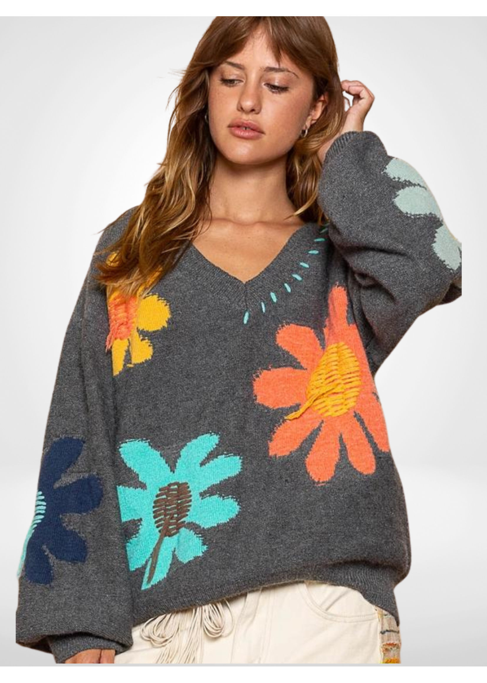 Oversize floral Print Sweater