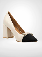 LEF Beige Block Heel Pump