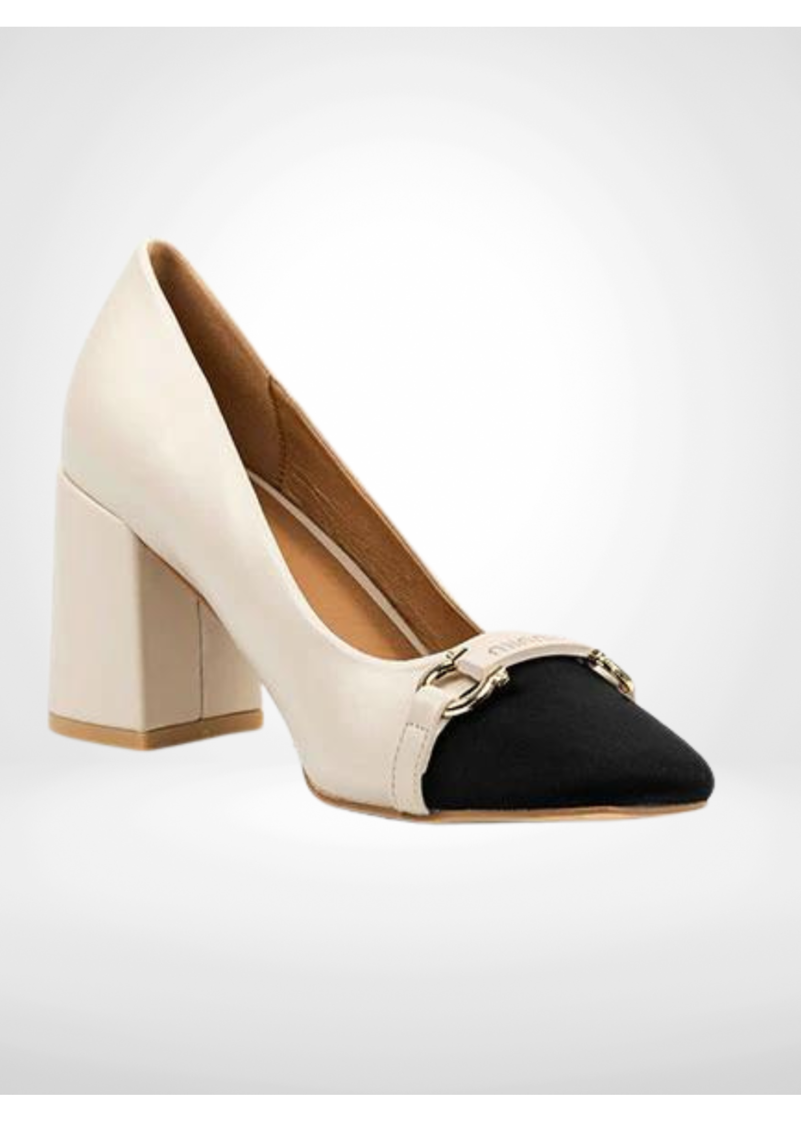 LEF Beige Block Heel Pump