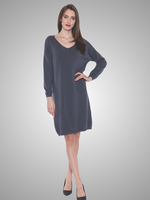 Papa Fashion Sorella V-Neck Kneated Dress Grey