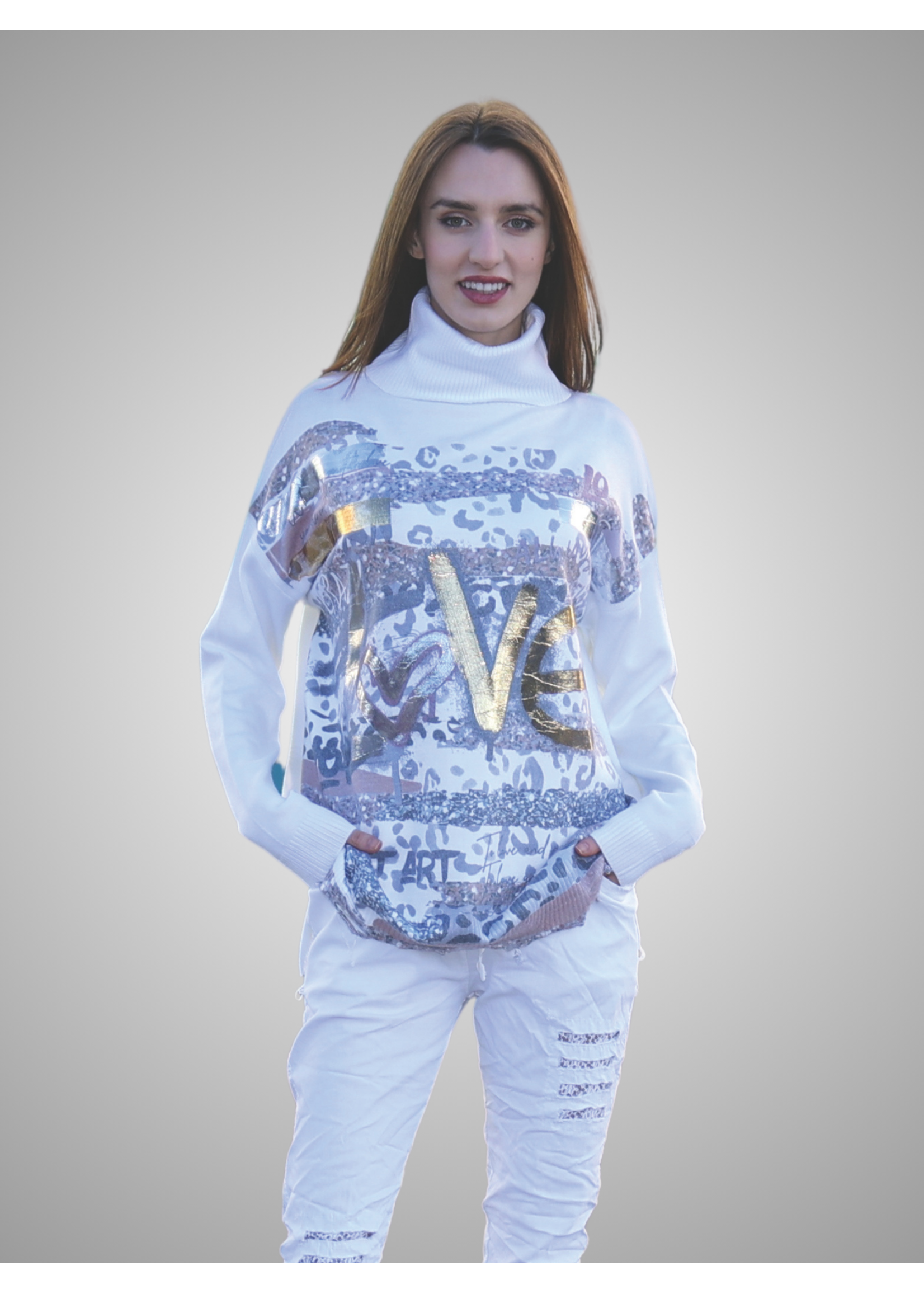 Sorella Metallic Printed Tunic Off White