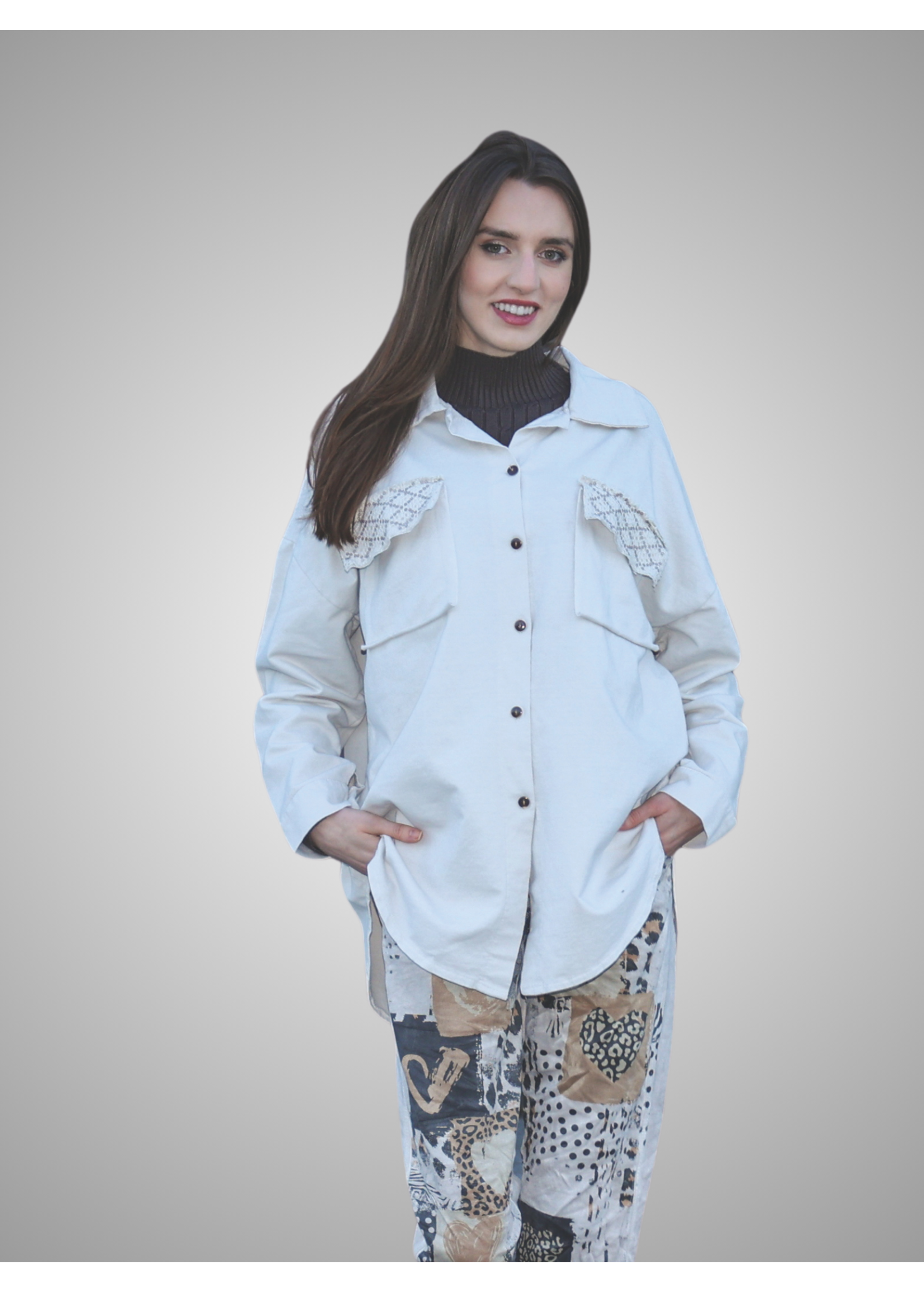 Papa Fashion Sorella Flap Pocket Shacket