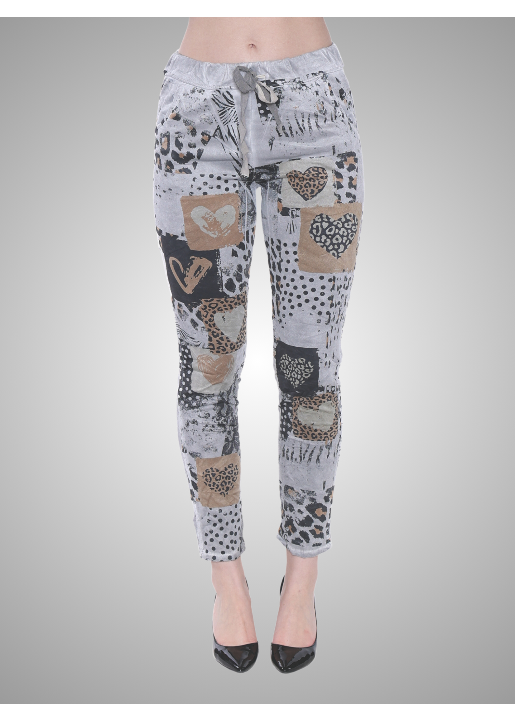 Sorella Sorella Animal Printed Suede Pants Grey