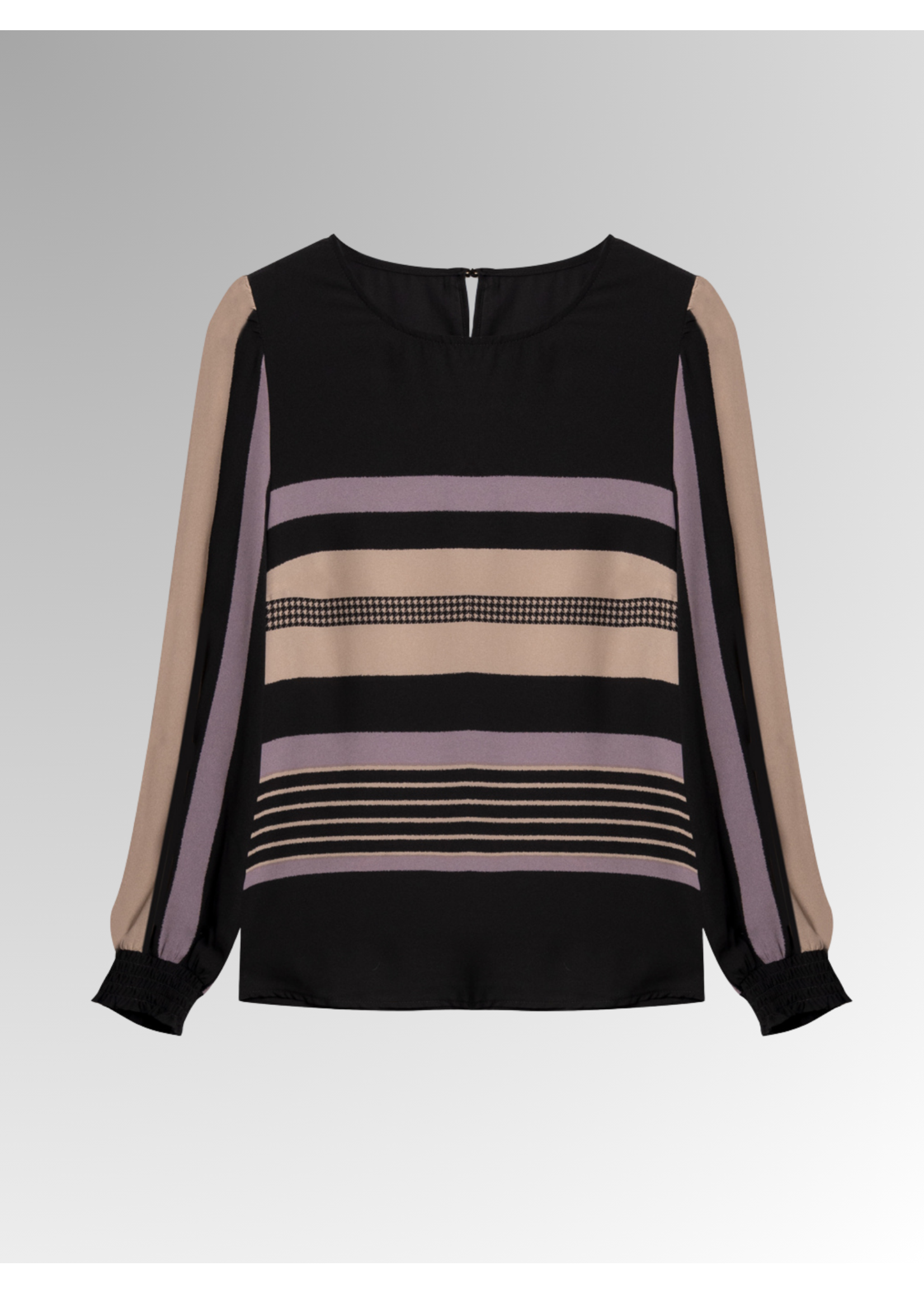 Lois Blackbull Apparel LS Raquel Printed Striped Blouse