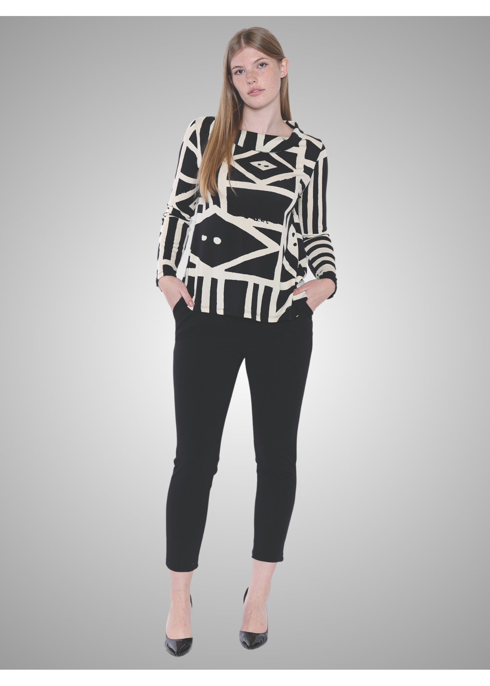 Papa Fashion Sorella Geometric Top Black