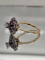 Vintage Vintage 14kyw Ruby Diam Snowflake Ring SZ 6.5