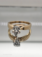 Vintage Vintage Pear 1.5ct Moissanite Diamond 14kyw Size 9
