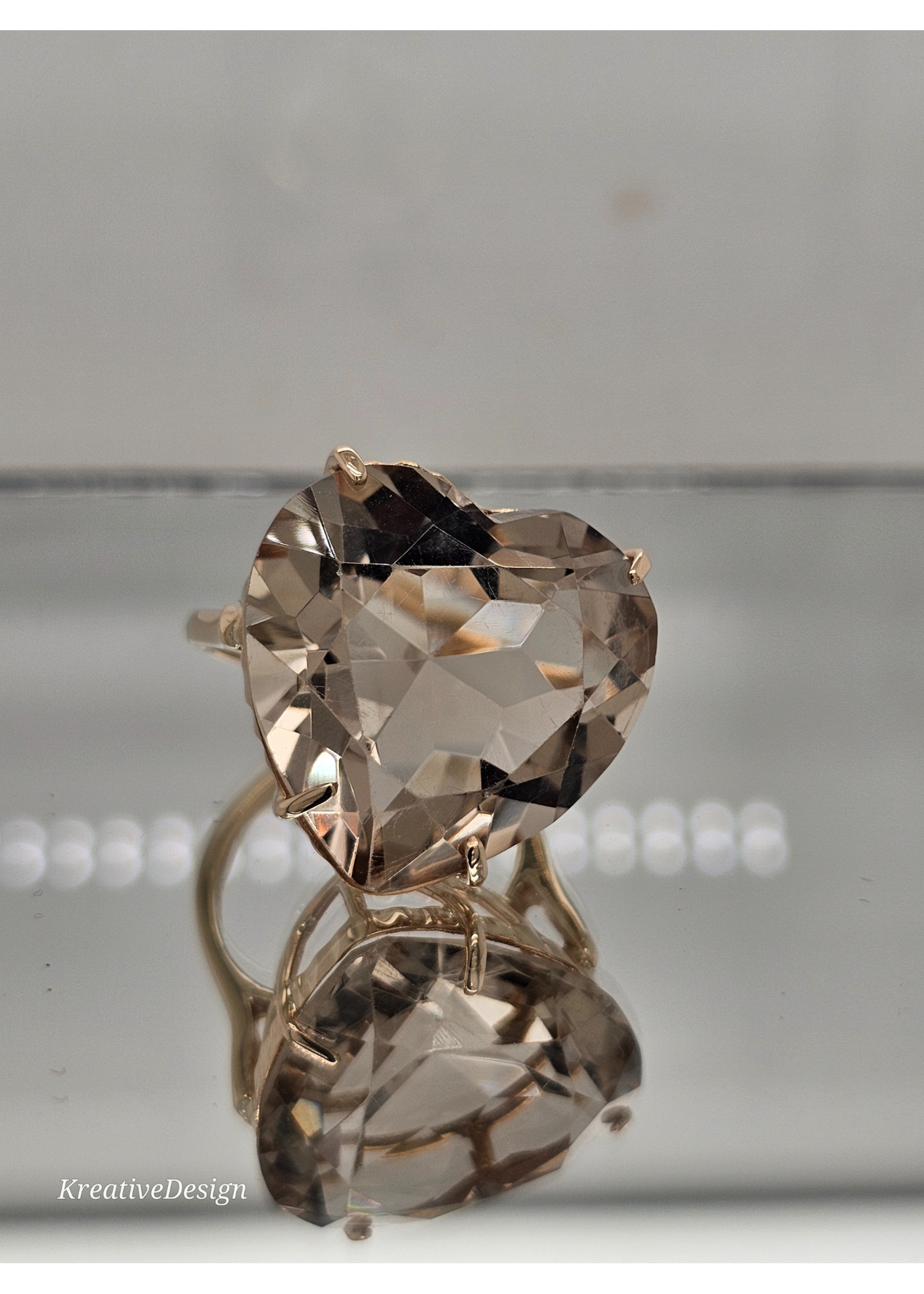 Vintage Vintage 14ky Crystal Heart Ring SZ 8