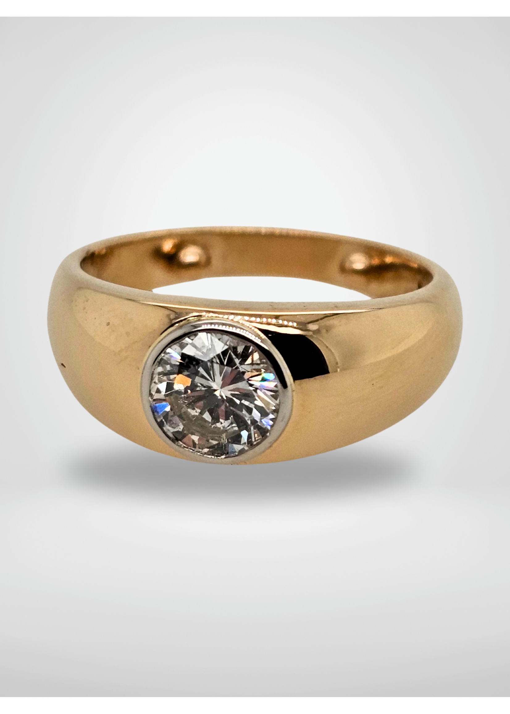 Vintage Vintage Solitaire Platinum Bezel Set Diamond 14ky Size 8