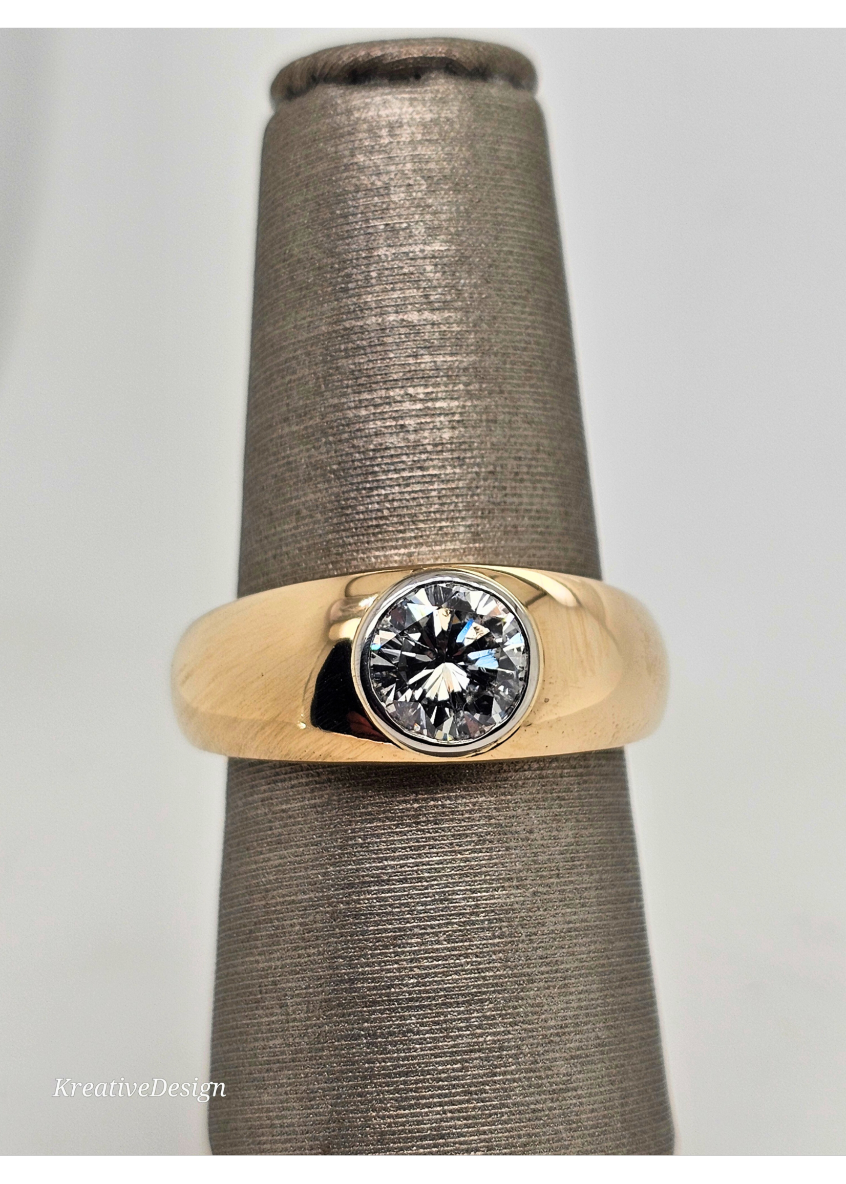 Vintage Vintage Solitaire Platinum Bezel Set Diamond 14ky Size 8