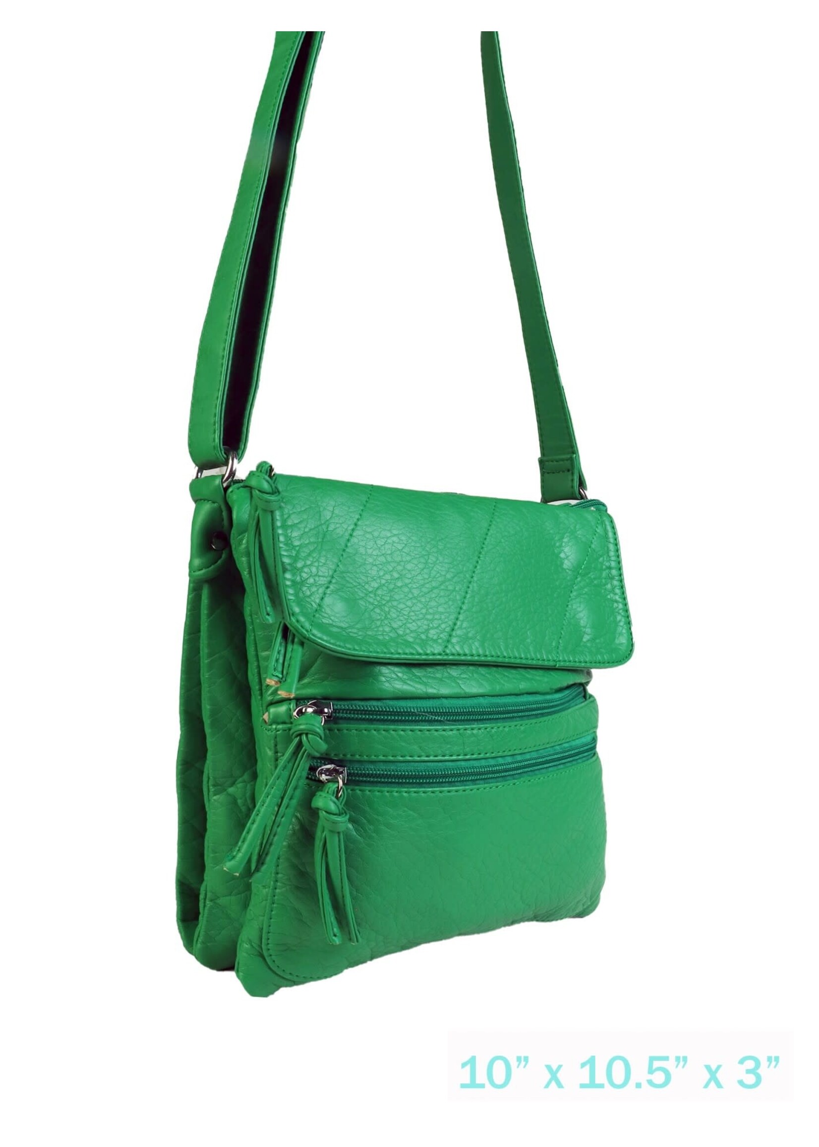 Faux Leather Satchel Front Flap