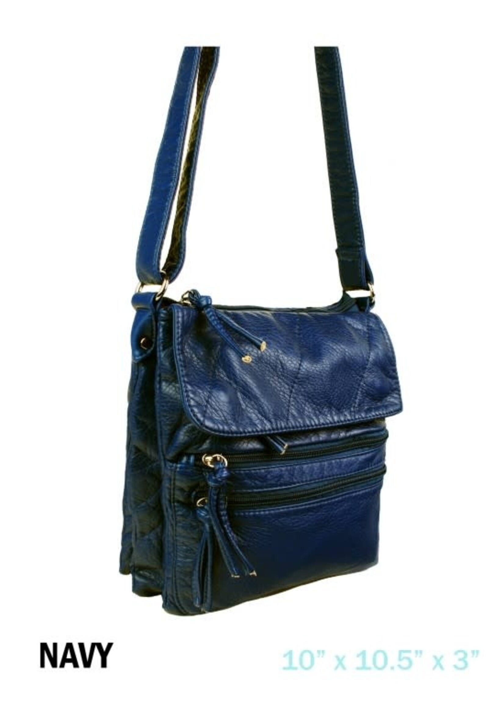 Faux Leather Satchel Front Flap