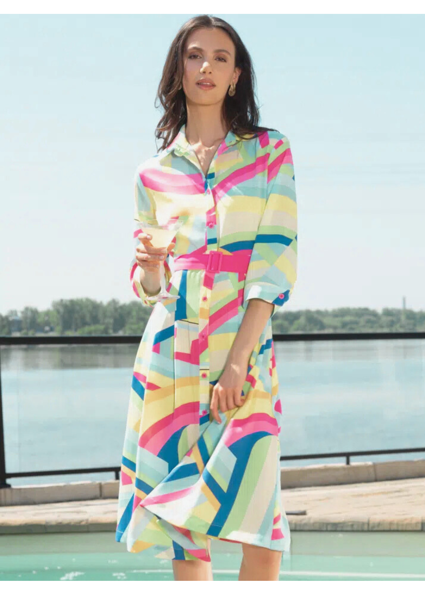 Alison Sheri Alison Sheri Button Up Dress with Sleeve