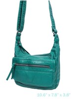 Solid faux leather front pocket satchel